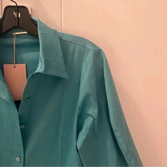 Alexis Brooks Long Puff-sleeved shirt in Cerulean- Size M; New with Tags - Picture 4 of 13